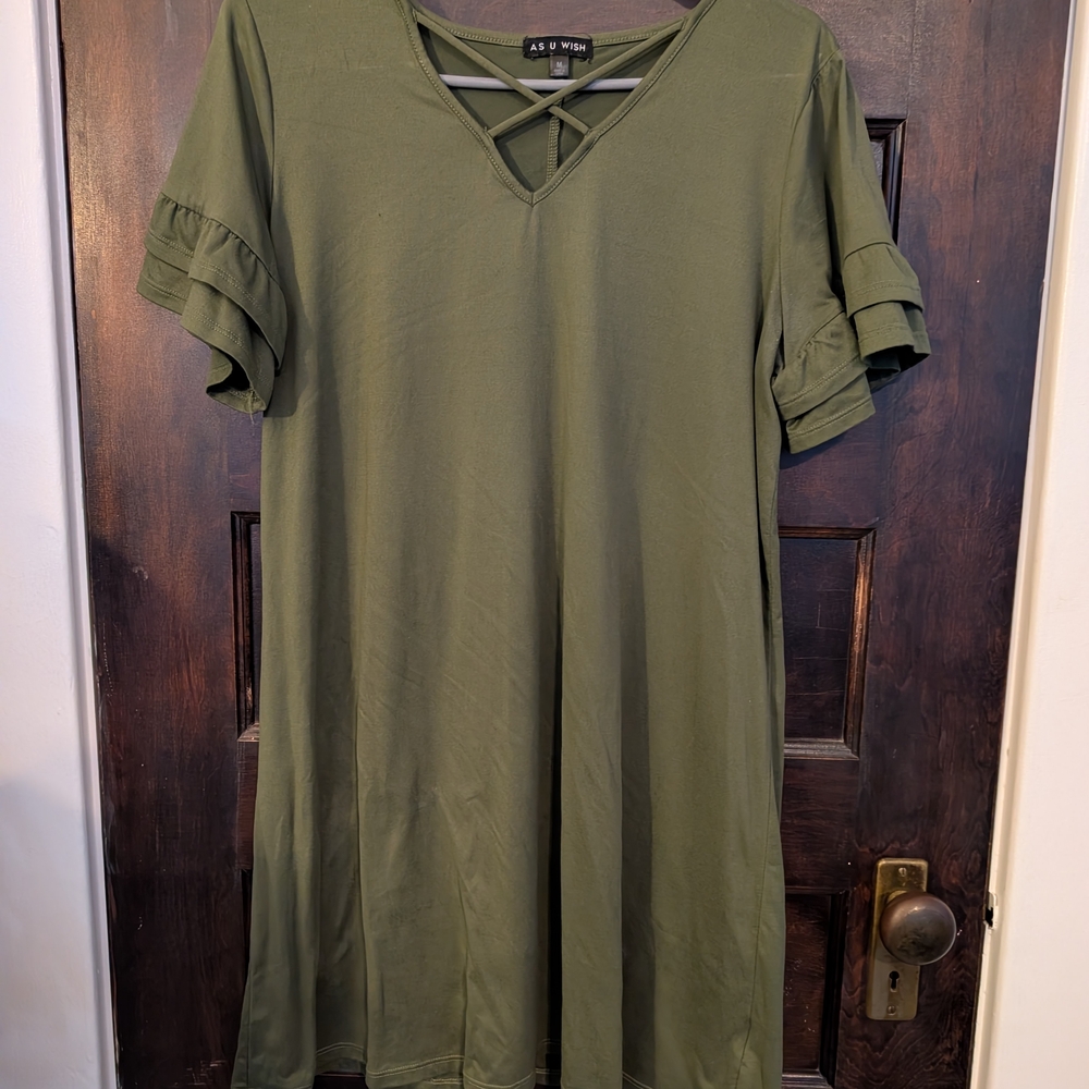 As u wish Green Ruffle short Dress Size medium